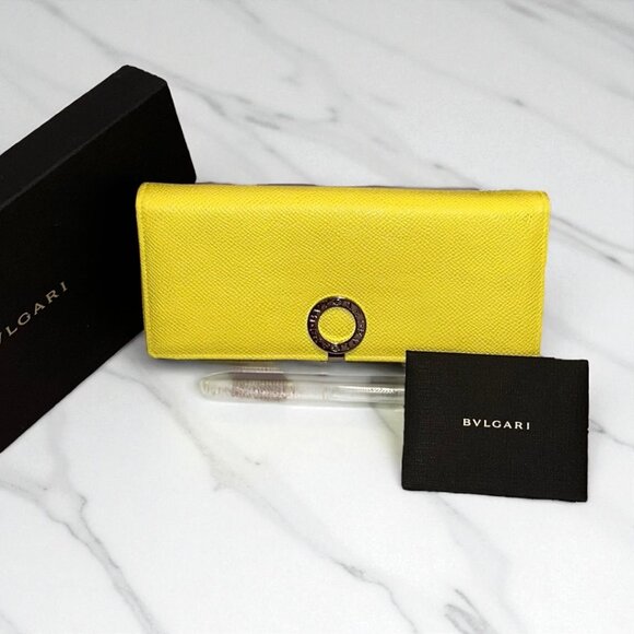 BVLGARI Handbags - BVLGARI Clip closure Vibrant Yellow Bi-fold long wallet with silver hardware
